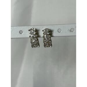Beautiful Two Tone CZ Post Earrings
